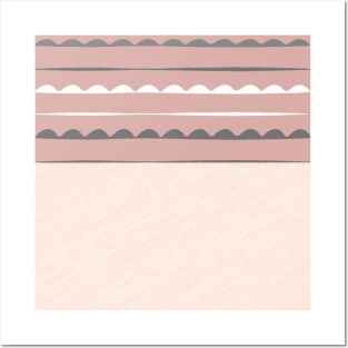 Stripes, pink, white, minimal, line, minimalist, line-art, Posters and Art